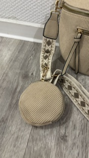 sac style banane en velours cotelé beige – Image 7