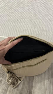 sac style banane en velours cotelé beige – Image 2