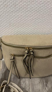 sac style banane en velours cotelé beige – Image 4