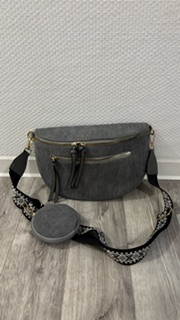 sac style banane en velours côtelé gris