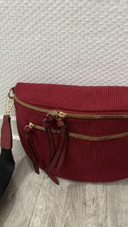 sac style banane en velours côtelé bordeaux – Image 4