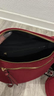 sac style banane en velours côtelé bordeaux – Image 2