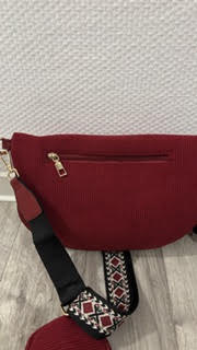 sac style banane en velours côtelé bordeaux – Image 3