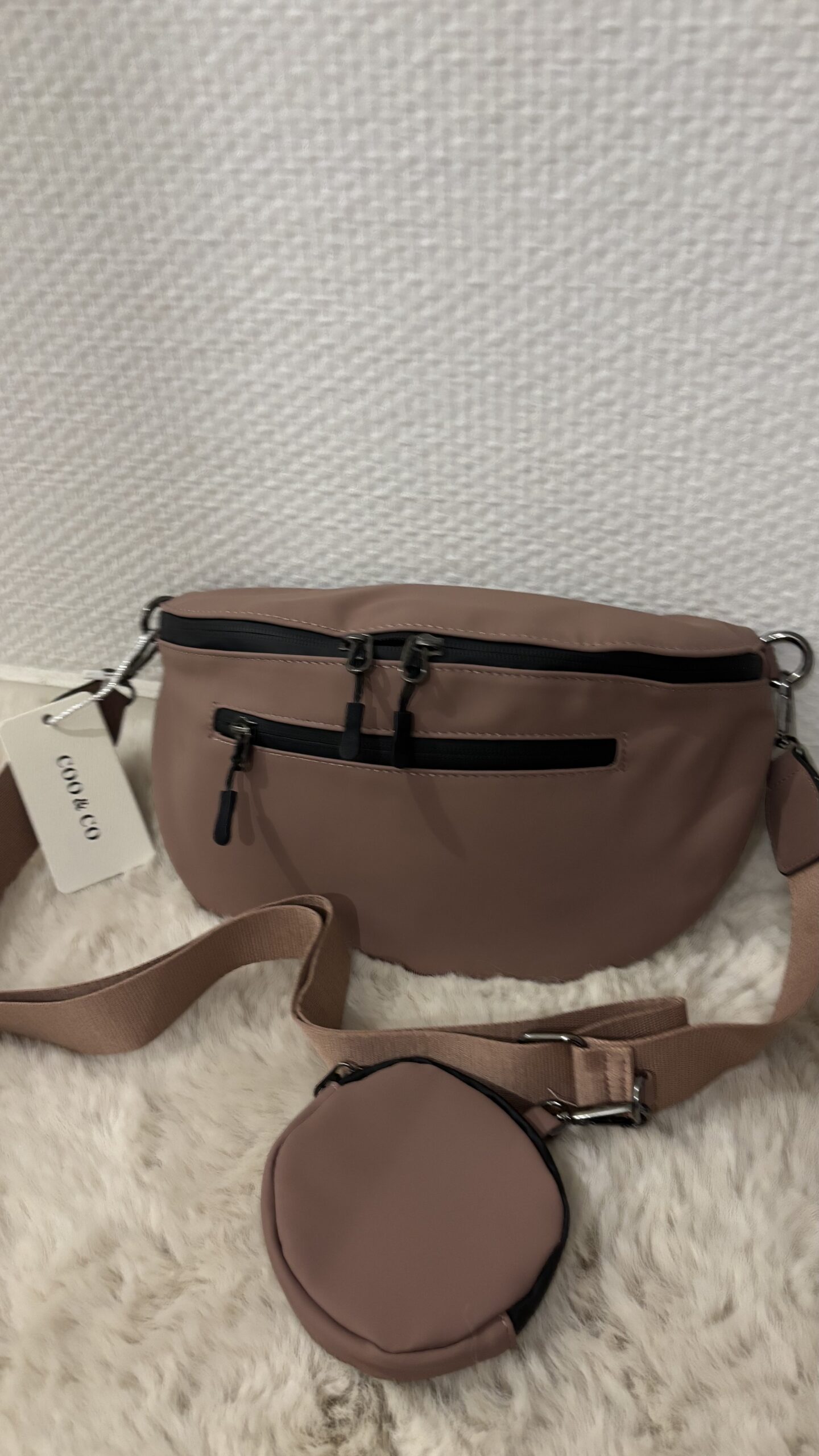 Sac style banane imperméable vieux rose